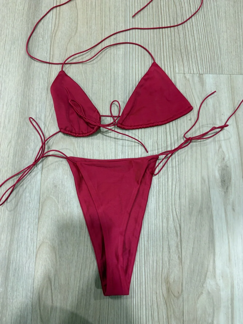 Adjustable Red Triangle String Bikini Set - Picture 4 of 4